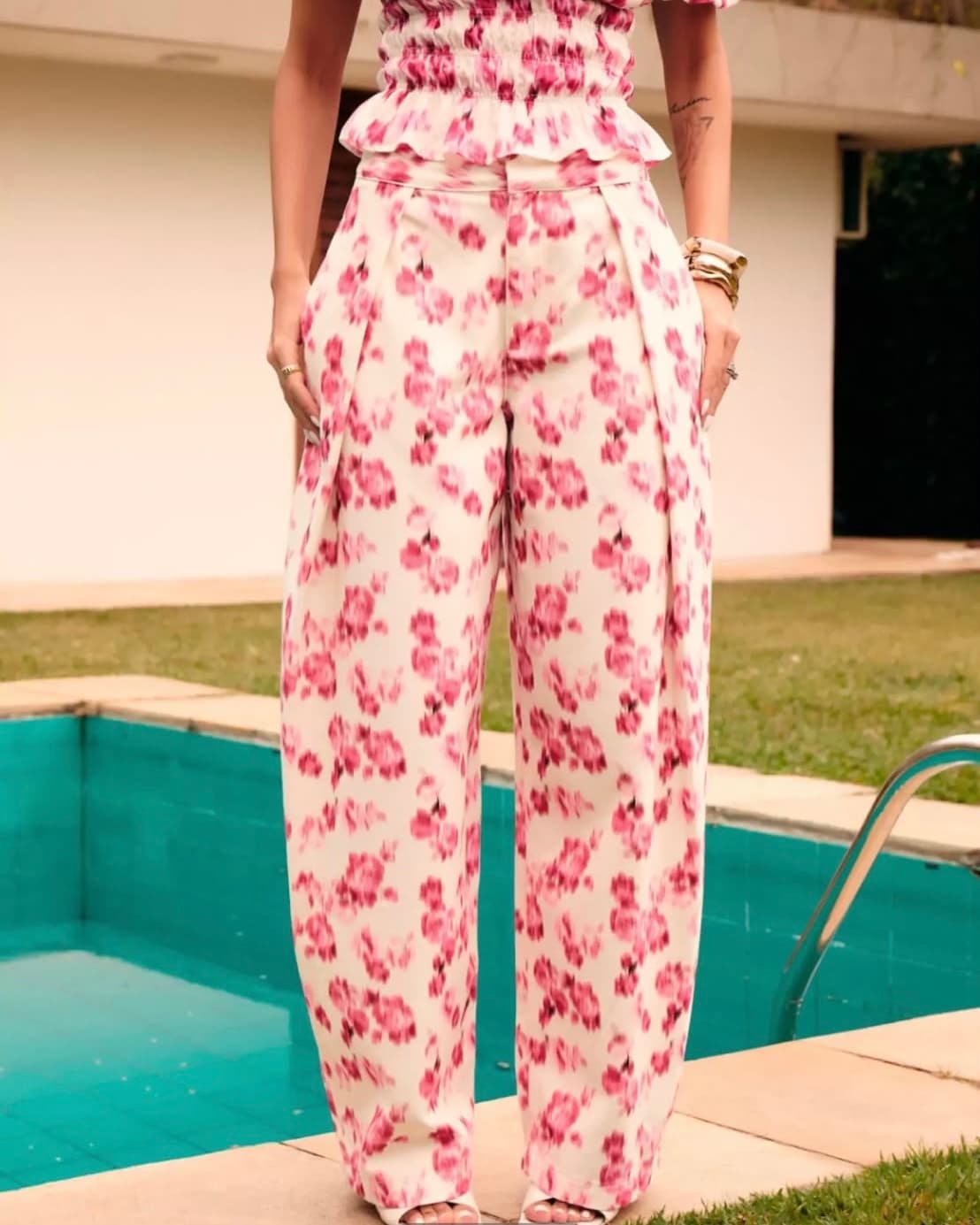Calça Flower wide