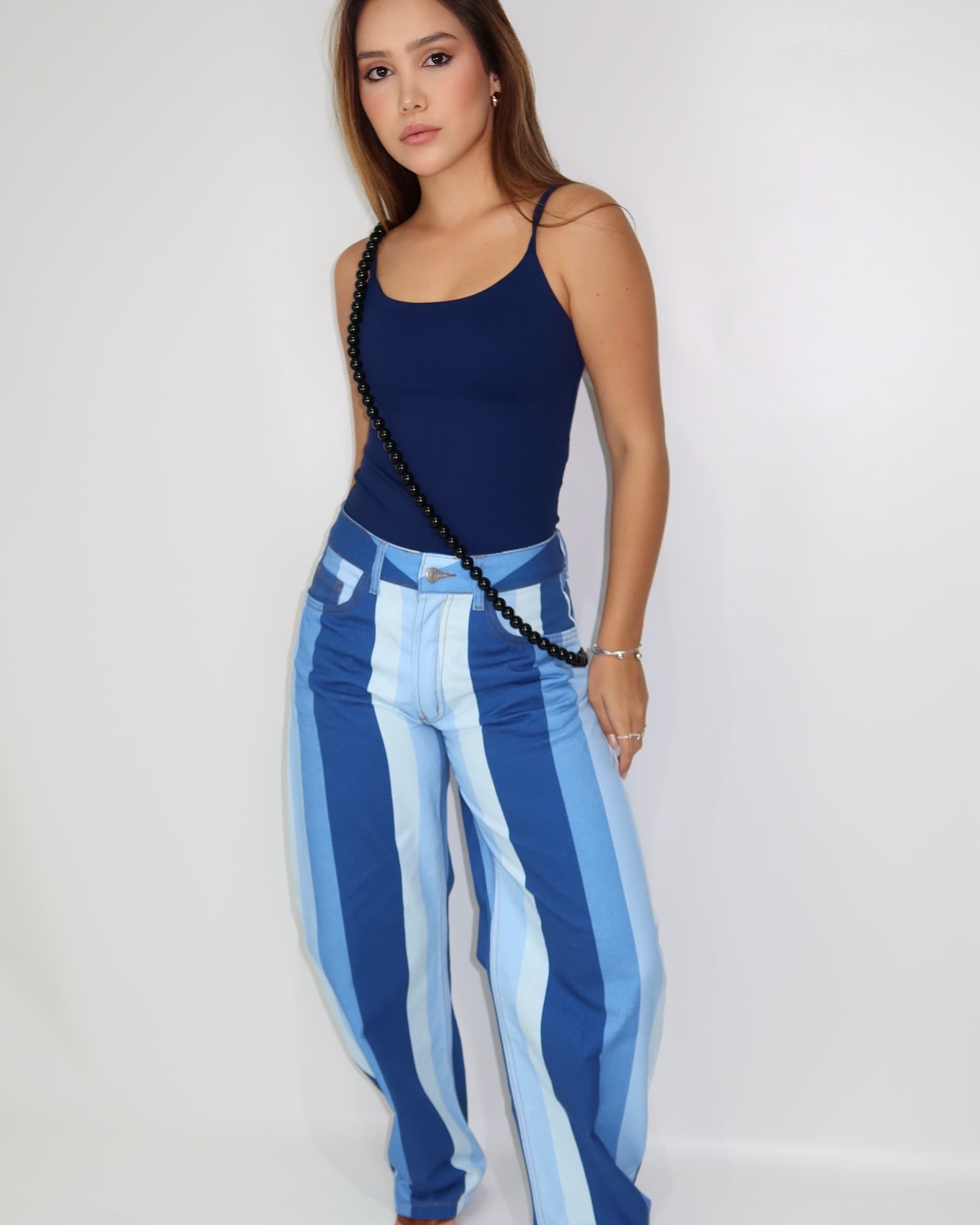 Calça Listras Azul