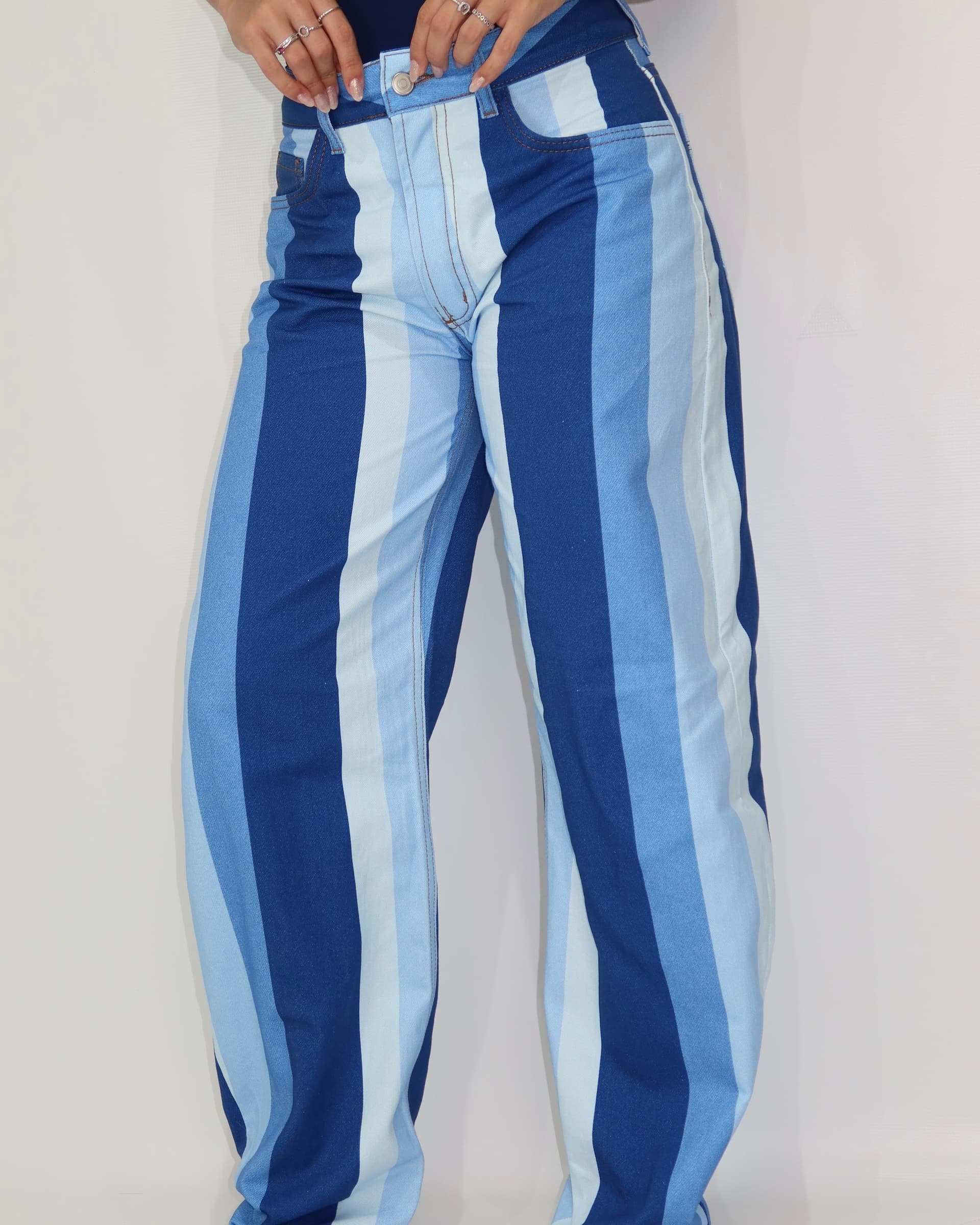 Calça Listras Azul