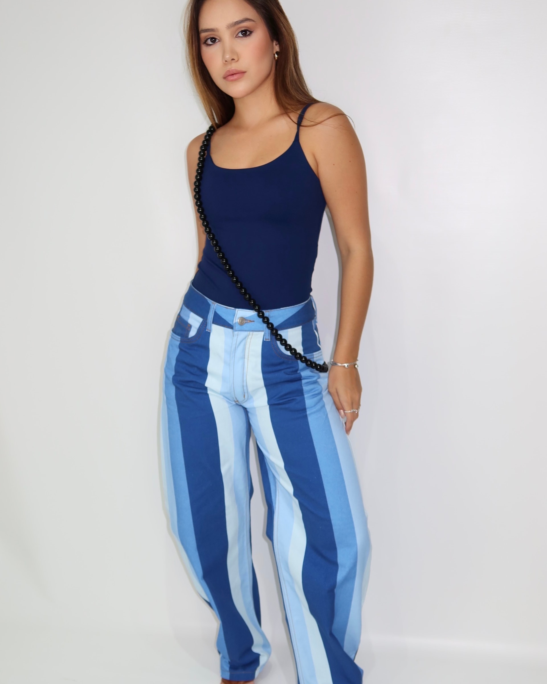 Calça Listras Azul